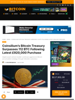 Coinsilium's Bitcoin Treasury Surpasses 112 BTC Following Latest £920,000 Purchase