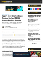 Ripple’s Swell Blitz Continues: Coinbase Deal and $900M Revenue Run Rate Revealed