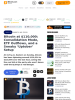 Bitcoin at $110,000: Consolidation Mode, ETF Outflows, and a Sneaky ‘Uptober’ Setup – Markets and Prices Bitcoin News