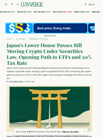 Japan's Lower House Passes Bill Moving Crypto Under Securities Law, Opening Path to ETFs and 20% Tax Rate - "The Defiant"