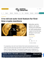 X to roll out auto-lock feature for first-time crypto mentions