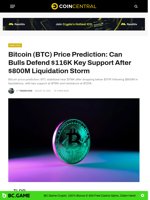 Bitcoin (BTC) Price Prediction: Can Bulls Defend $116K Key Support After $800M Liquidation Storm - CoinCentral
