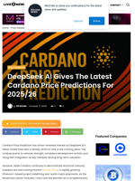 DeepSeek AI Gives The Latest Cardano Price Predictions For 2025/26 | Live Bitcoin News