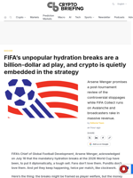 FIFA's unpopular hydration breaks are a billion-dollar ad play, and crypto is quietly embedded in the strategy