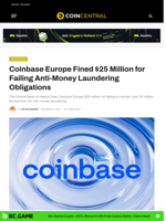 Coinbase Fined $25 Million for Failing Anti-Money Laundering