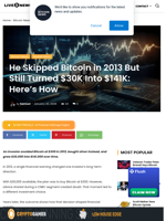 Crypto News: Skipped Bitcoin in 2013, Turned $30K Into $141K