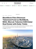 BlackRock Files Ethereum Tokenized Fund as MultiBank, MAG, Mavryk Tokenize $3B Dubai Real Estate with Daily Yields - 