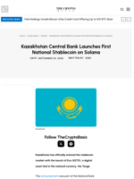 Kazakhstan Central Bank Launches First National Stablecoin on Solana