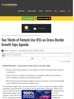 Two Thirds of Fintech Use IFCs as Cross-Border Growth Tops Agenda