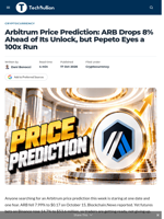 Arbitrum Price Prediction: ARB Drops 8% Ahead of Its Unlock, but Pepeto Eyes a 100x Run - TechBullion