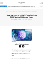 Here Are Returns in 2040 If You Purchase $500 Worth of Shiba Inu Today