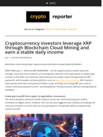 Cryptocurrency investors leverage XRP through Blockchain Cloud Mining and earn a stable daily income