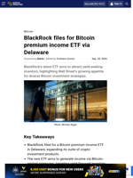 BlackRock files for Bitcoin premium income ETF via Delaware