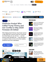 Predictive Analyst Who Called Trump Victory and Iran Conflict in May 2024 Foresees US Defeat – Bitcoin News