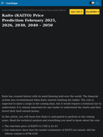 Kaito (KAITO) Price Prediction February 2025, 2026, 2030, 2040 - 2050 | CoinGape