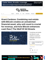 Grant Cardone: Combining real estate with Bitcoin creates an unmatched financial asset, why unit count is crucial for revenue, and how Bitcoin enhances cash flow | The Wolf Of All Streets