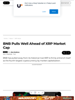 BNB Pulls Well Ahead of XRP Market Cap - U.Today