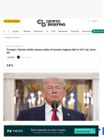 Trump's Tehran strike raises odds of Iranian regime fall to 14% by June 30