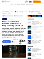 USDX Stablecoin Breaks From Its $1 Peg, Sliding to $0.37 – Crypto News Bitcoin News