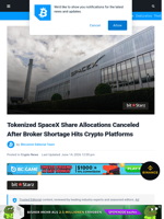 Tokenized SpaceX Share Allocations Canceled After Broker Shortage Hits Crypto Platforms