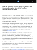 EMCD Launches Global Crypto Payment Card, Enabling Everyday Spending Anywhere Mastercard Is Accepted - Visionary Financial