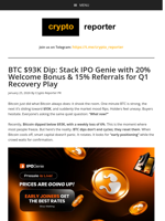 BTC $93K Dip: Stack IPO Genie with 20% Welcome Bonus & 15% Referrals for Q1 Recovery Play