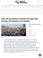 Kyiv hit by intense missile barrage with cluster warheads in escalation