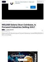 993,058 Solana Stun Coinbase, Is Forward Industries Selling SOL? - U.Today