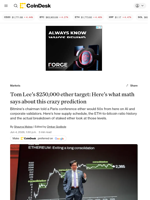 Tom Lee's $250,000 ether (ETH) target would imply $2 million per bitcoin (BTC)