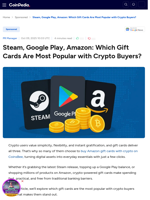 Steam, Google Play, Amazon: Which Gift Cards Are Most Popular with Crypto Buyers?