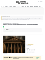 Palmer Luckey to stay in California, oppose billionaire wealth tax