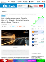 Bitcoin Replacement Finally Here? - Bitcoin Solaris Presale Gives Rare Chance