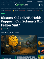 Binance Coin (BNB) Holds Support: Can Solana (SOL) Follow Suit? - Crypto Daily