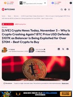 [LIVE] Crypto News Today, November 3 – Why Is Crypto Crashing Again? BTC Price USD Defends $107K as Balancer Is Being Exploited for Over $70M – Best Crypto to Buy - 99Bitcoins