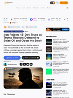 Iran Rejects 45-Day Truce as Trump Repeats Demand to Seize Oil and Open the Strait – Bitcoin News
