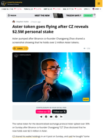CZ Buy Disclosure Sends Aster Price Soaring Over Thirty Percent