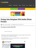 Strategy Joins Metaplanet With Another Bitcoin Purchase
