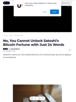 No, You Cannot Unlock Satoshi's Bitcoin Fortune with Just 24 Words - U.Today