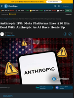 Anthropic IPO: Meta Platforms Eyes $10 Bln Deal With Anthropic As AI Race Heats Up