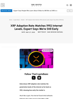 XRP Adoption Rate Matches 1992 Internet Levels, Expert Says We’re Still Early