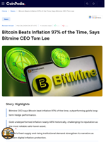 Bitcoin Beats Inflation 97% of the Time, Says Bitmine CEO