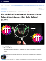 Pi Coin Price Faces Bearish Storm as 263M Token Unlock Looms — Can Bulls Defend $0.741?