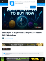Best Crypto to Buy Now as ETH Spot ETFs Record $13.7B in Inflows