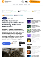 Inside the Ether Treasury Vaults: Who’s Hoarding Billions in Ethereum? – Crypto News Bitcoin News