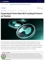 Hyperliquid Tests New BLP Lending Protocol on Testnet
