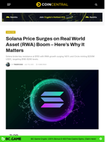 Solana Price Surges on Real World Asset (RWA) Boom - Here's Why It Matters - CoinCentral