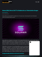 Solana (SOL) Moves $4.7T in Stablecoins as Tokenization Surges - Blockchain.News