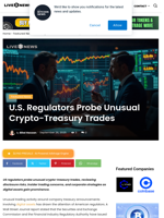U.S. Regulators Probe Unusual Crypto-Treasury Trades | Live Bitcoin News