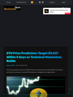 ETH Price Prediction: Target $3,537 Within 5 Days as Technical Momentum Builds - Blockchain.News