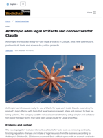 Anthropic adds legal artifacts and connectors for Claude - Blockchain.News